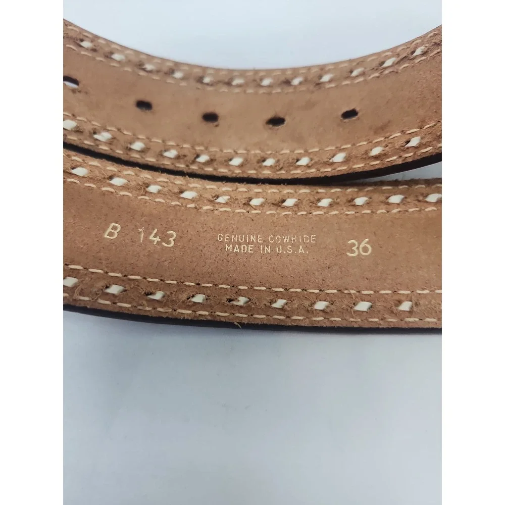 Western Genuine Leather Cowhide  Tulled Oval Buckle Boho USA 36